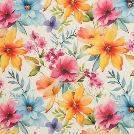 Baumwolle beschichtet - bunte Blumen